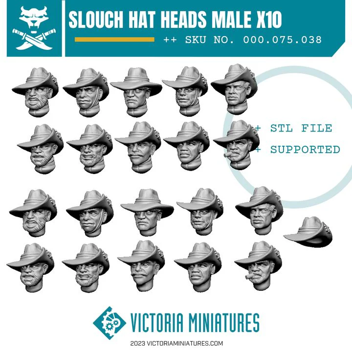Slouch Hat Heads Male x10