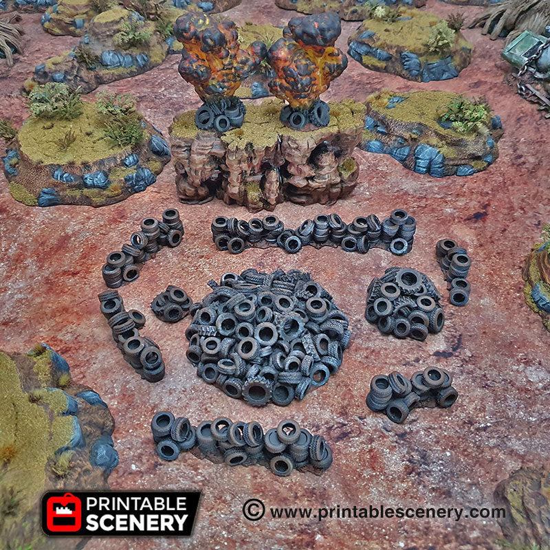 Tire Obstacles - Brave New Worlds - Printable Scenery Wasteworld Gaslands Terrain Scatter D&D DnD - Image 3