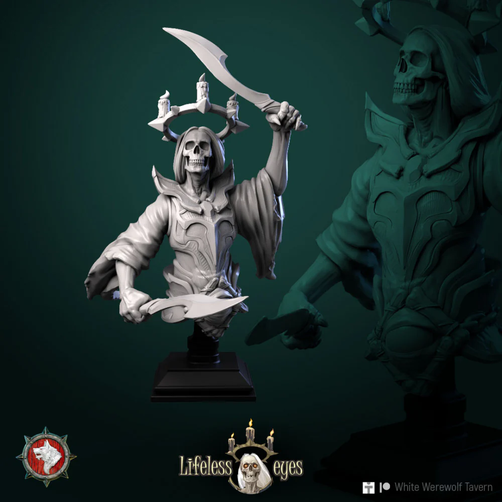 Winged undead caster bust pre-supported