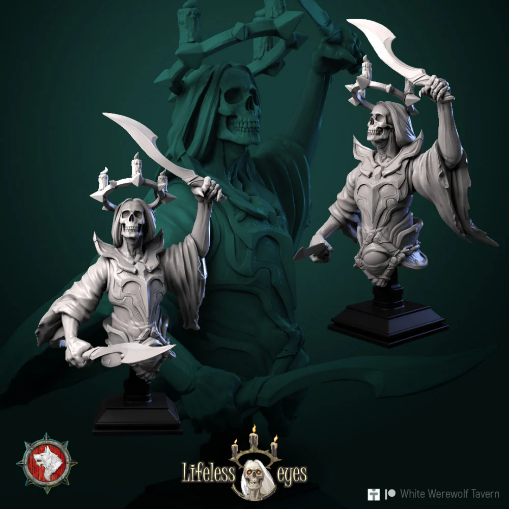 Winged undead caster bust pre-supported - Image 2