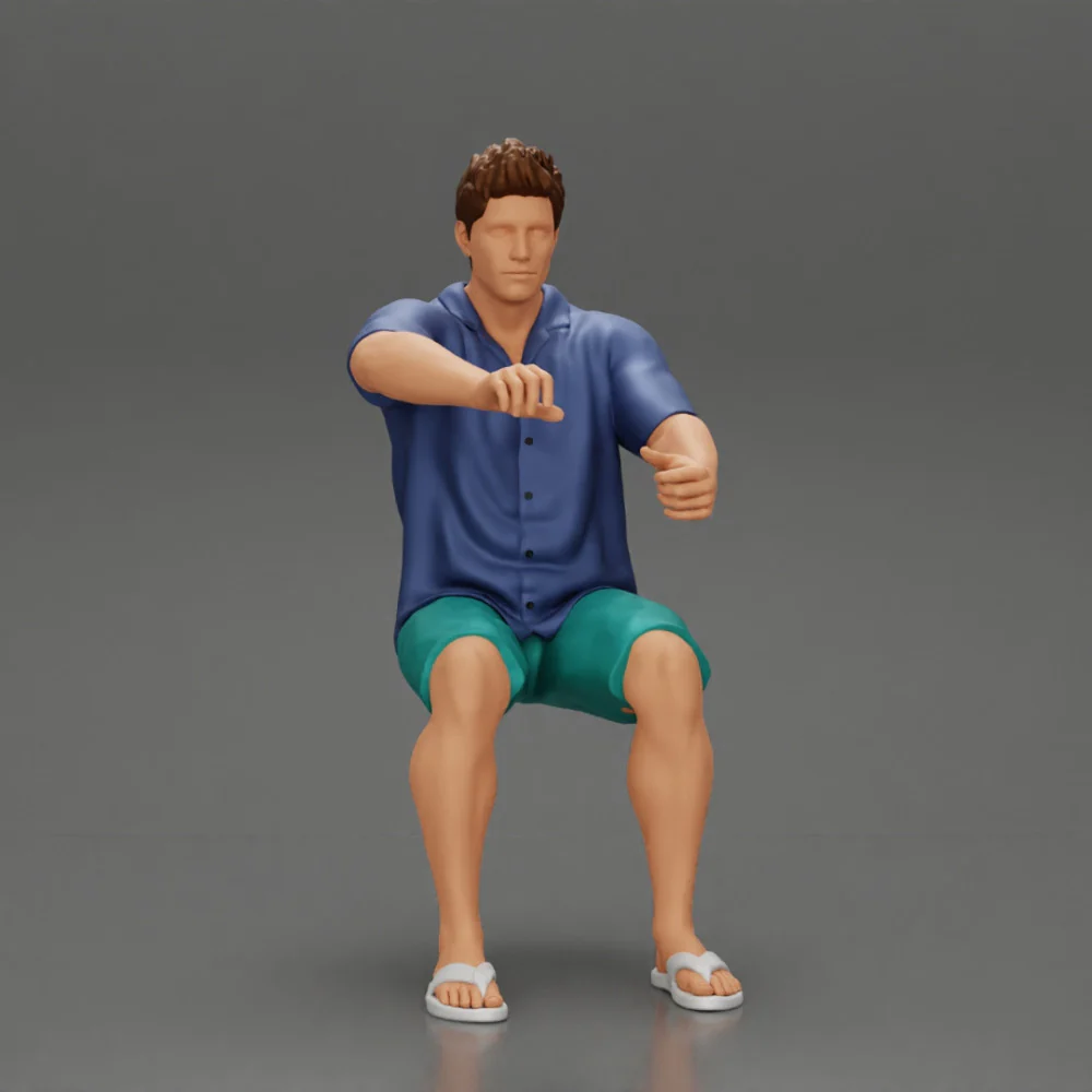Young man driving a boat in shorts a shirt and sandals - Image 2