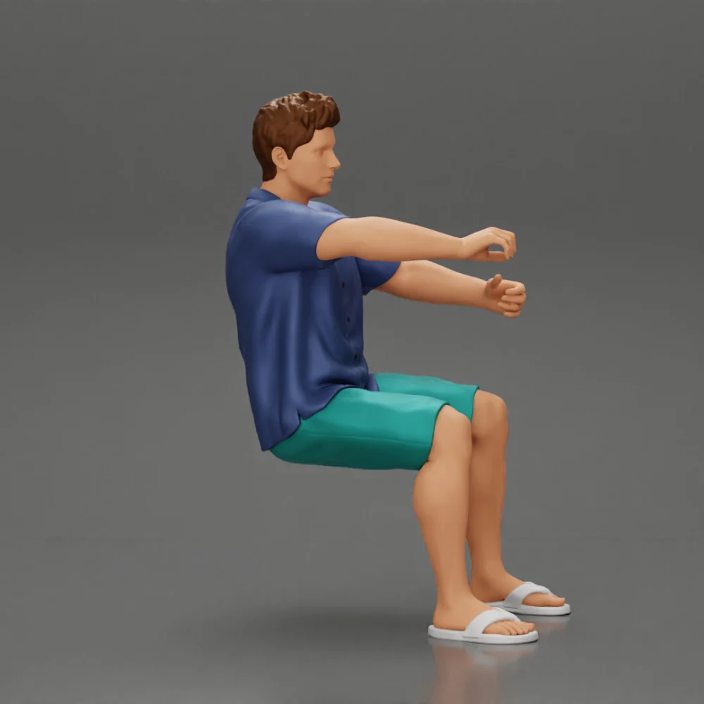 Young man driving a boat in shorts a shirt and sandals - Image 3