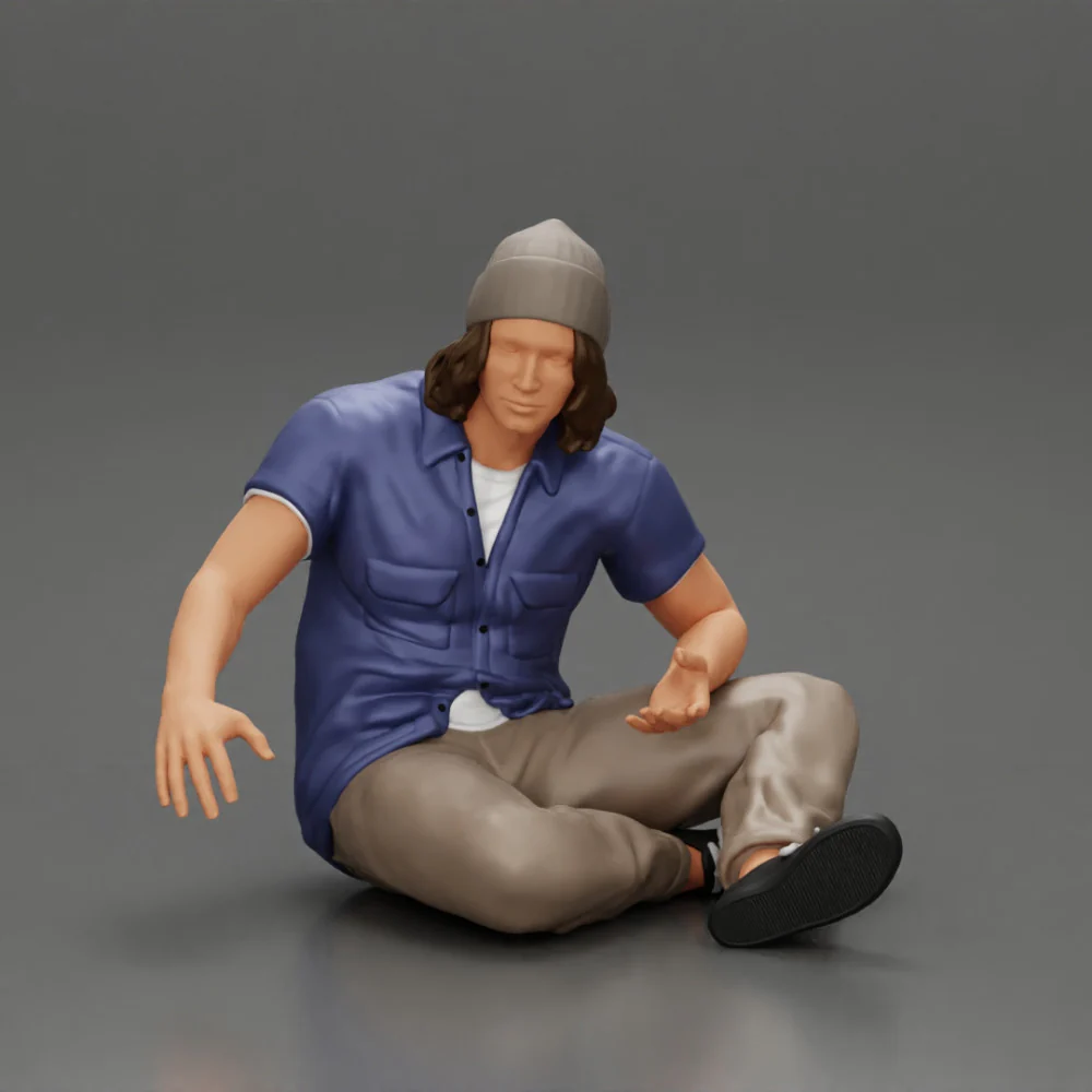young man in a bonnet sitting crossing his legs and hugging a dog - Image 7