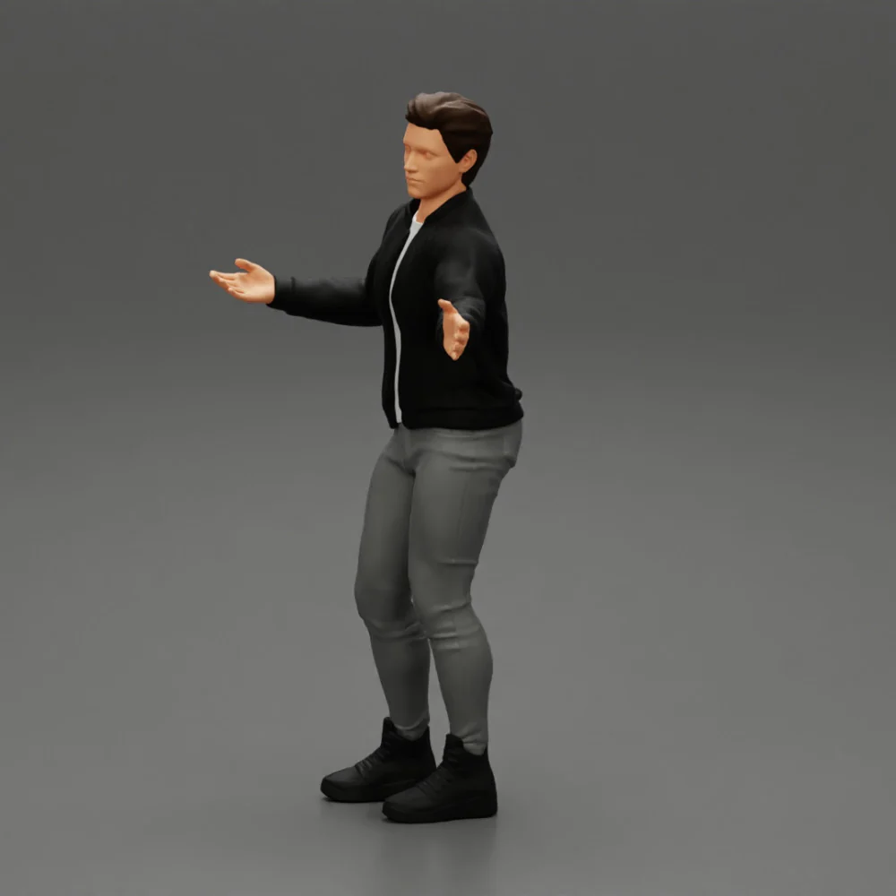 young man standing and explaining with hands - Image 2