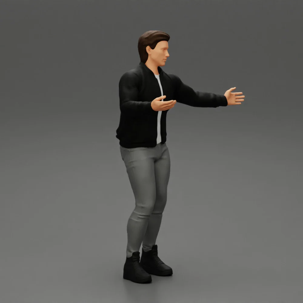 young man standing and explaining with hands - Image 4