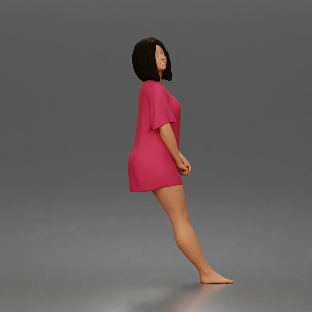 young woman standing barefoot in relaxed oversized t shirt style - Image 2